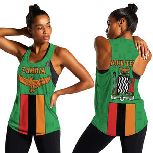 Personalised Afro Zambia Women Racerback Tank Flag Style Mix Kente Pattern