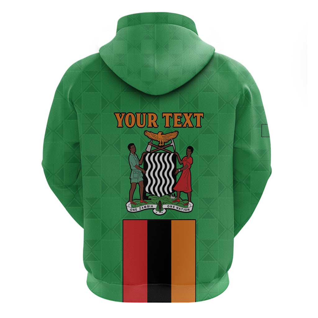 Personalised Afro Zambia Zip Hoodie Flag Style Mix Kente Pattern