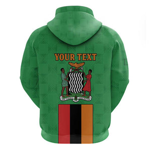 Personalised Afro Zambia Zip Hoodie Flag Style Mix Kente Pattern