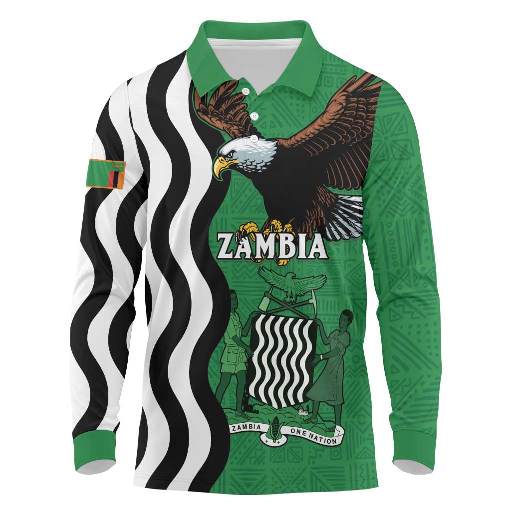 Icitungu ca Zambia Long Sleeve Polo Shirt One Zambia One Nation