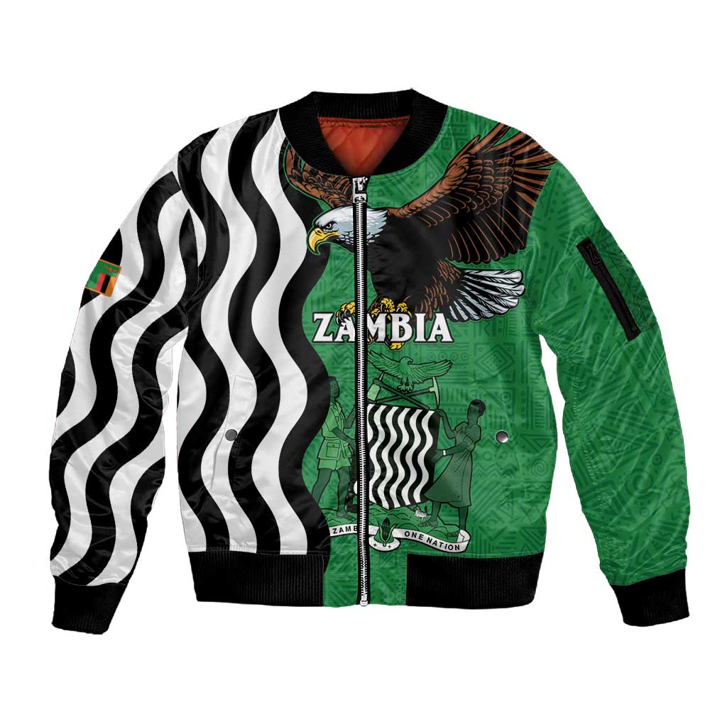 Icitungu ca Zambia Sleeve Zip Bomber Jacket One Zambia One Nation