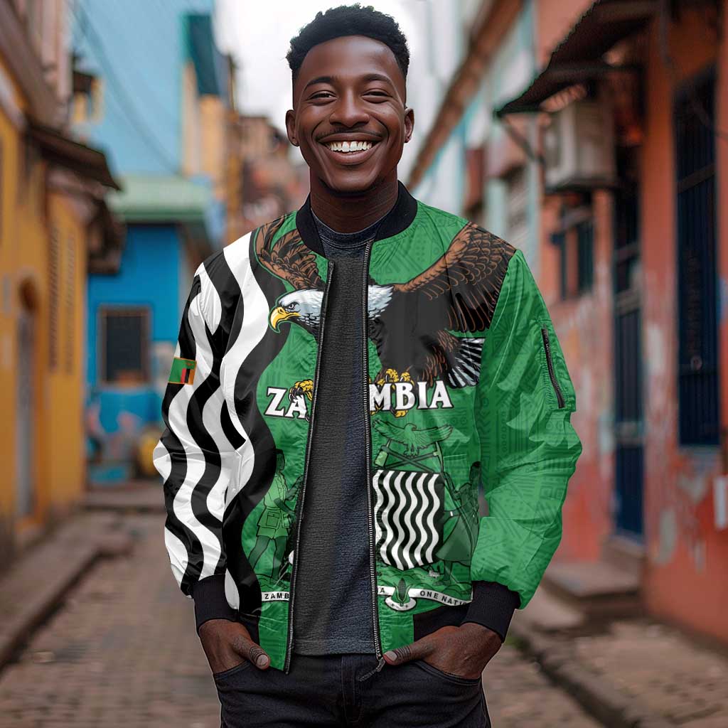 Icitungu ca Zambia Sleeve Zip Bomber Jacket One Zambia One Nation