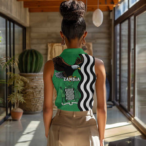 Icitungu ca Zambia Women Sleeveless Polo Shirt One Zambia One Nation