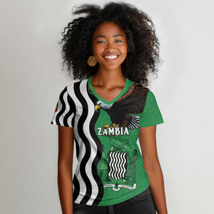 Icitungu ca Zambia Women V-Neck T-Shirt One Zambia One Nation