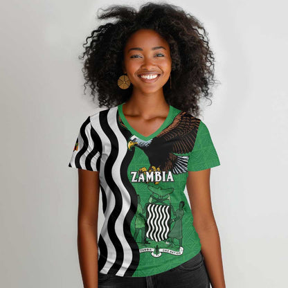 Icitungu ca Zambia Women V-Neck T-Shirt One Zambia One Nation