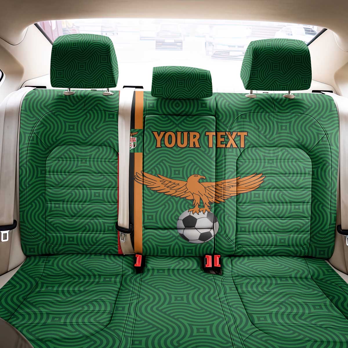 Custom Zambia Football Back Car Seat Cover Go Chipolopolo