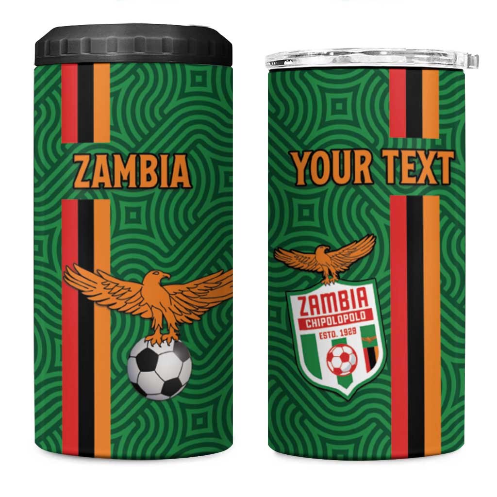 Custom Zambia Football 4 in 1 Can Cooler Tumbler Go Chipolopolo