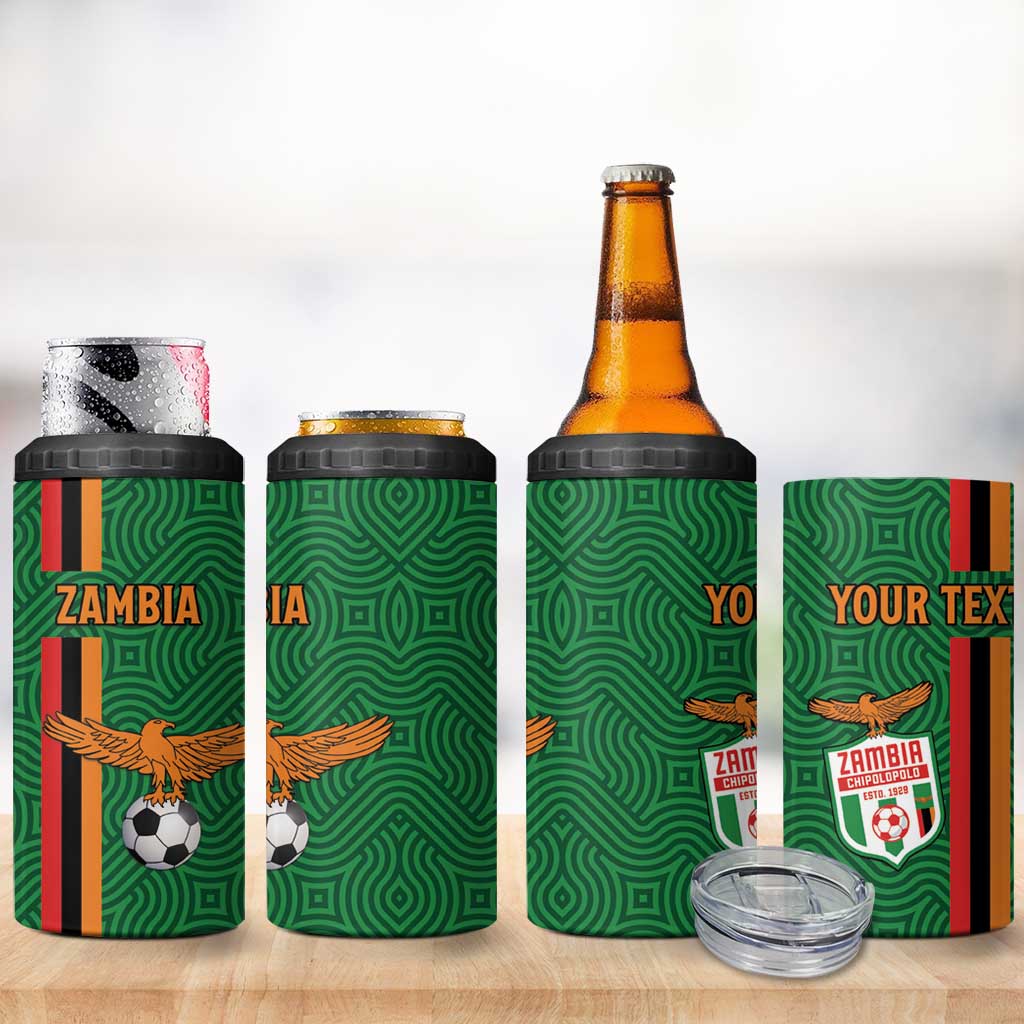 Custom Zambia Football 4 in 1 Can Cooler Tumbler Go Chipolopolo