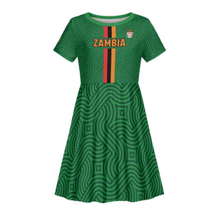 Custom Zambia Football Kid Short Sleeve Dress Go Chipolopolo