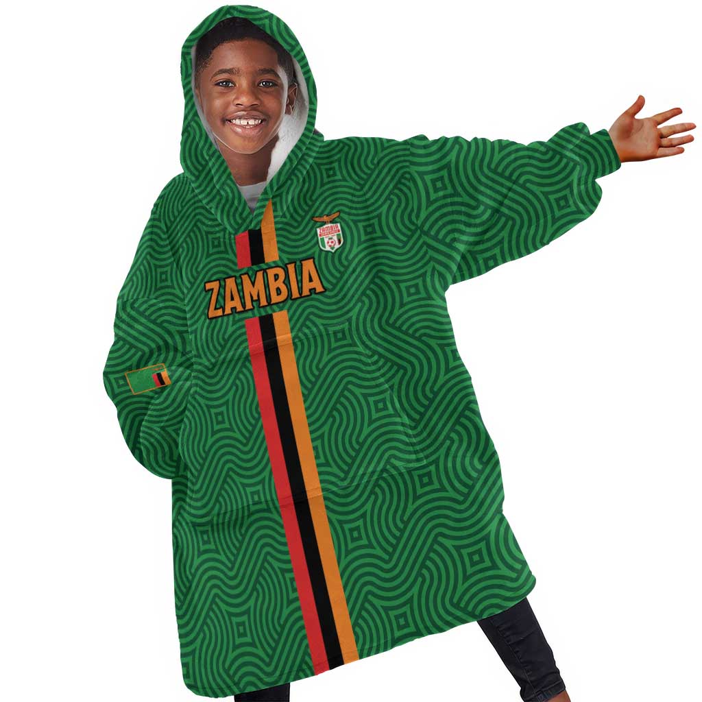 Custom Zambia Football Kid Wearable Blanket Hoodie Go Chipolopolo