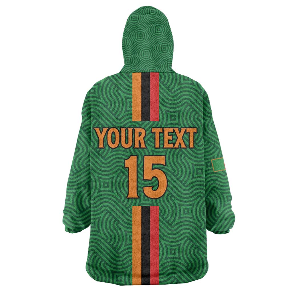 Custom Zambia Football Kid Wearable Blanket Hoodie Go Chipolopolo