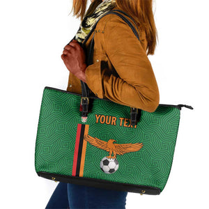 Custom Zambia Football Leather Tote Bag Go Chipolopolo