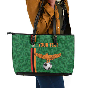Custom Zambia Football Leather Tote Bag Go Chipolopolo