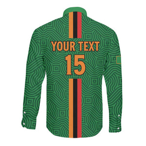 Custom Zambia Football Long Sleeve Button Shirt Go Chipolopolo