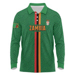 Custom Zambia Football Long Sleeve Polo Shirt Go Chipolopolo