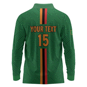 Custom Zambia Football Long Sleeve Polo Shirt Go Chipolopolo