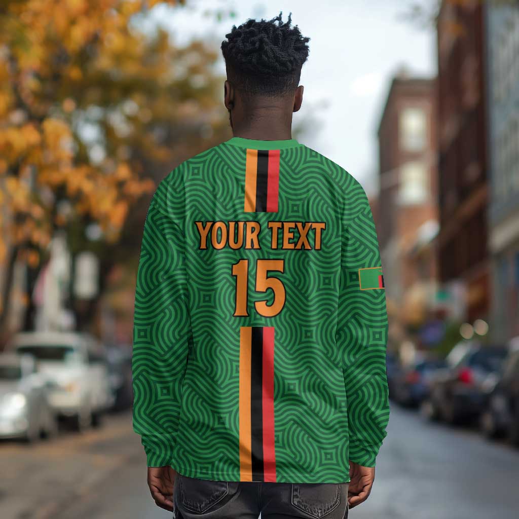 Custom Zambia Football Long Sleeve Shirt Go Chipolopolo
