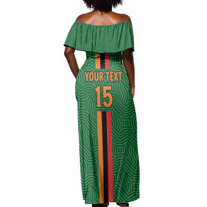 Custom Zambia Football Off Shoulder Maxi Dress Go Chipolopolo