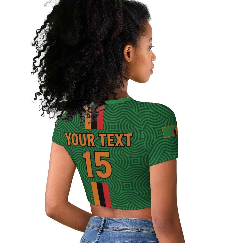Custom Zambia Football Raglan Cropped T shirt Go Chipolopolo