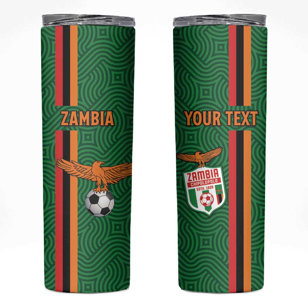 Custom Zambia Football Skinny Tumbler Go Chipolopolo