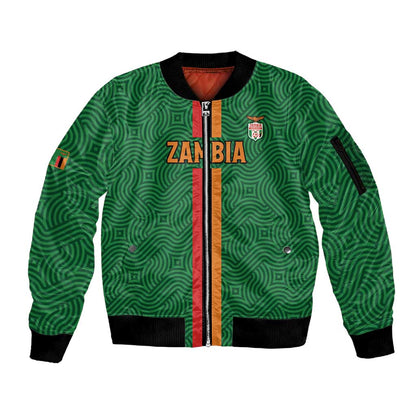 Custom Zambia Football Sleeve Zip Bomber Jacket Go Chipolopolo