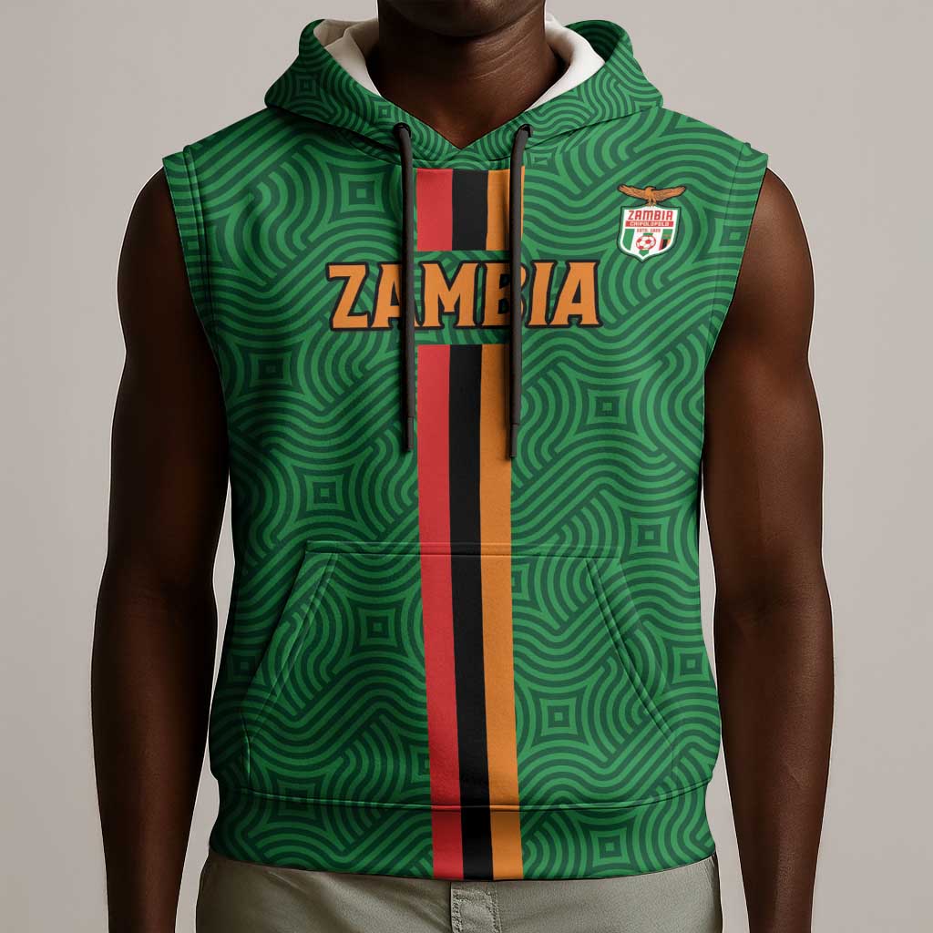 Custom Zambia Football Sleeveless Hoodie Go Chipolopolo - African Pride