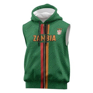 Custom Zambia Football Sleeveless Zip Hoodie Go Chipolopolo - African Pride