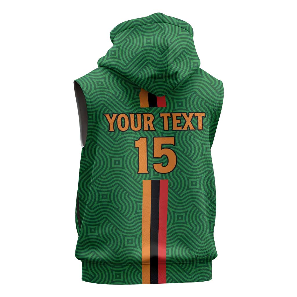 Custom Zambia Football Sleeveless Zip Hoodie Go Chipolopolo - African Pride