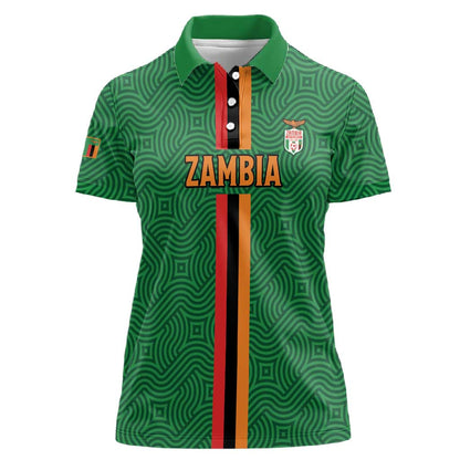 Custom Zambia Football Women Polo Shirt Go Chipolopolo