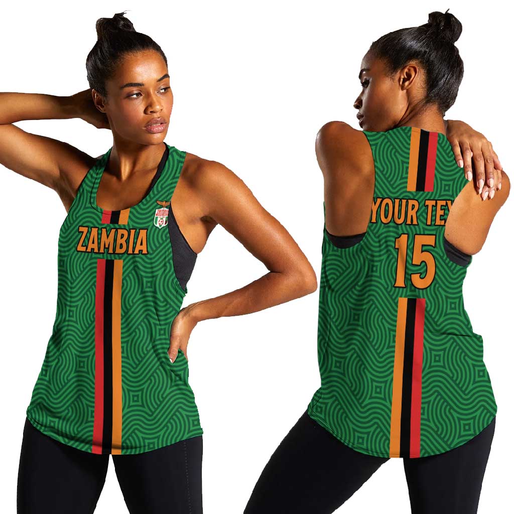 Custom Zambia Football Women Racerback Tank Go Chipolopolo