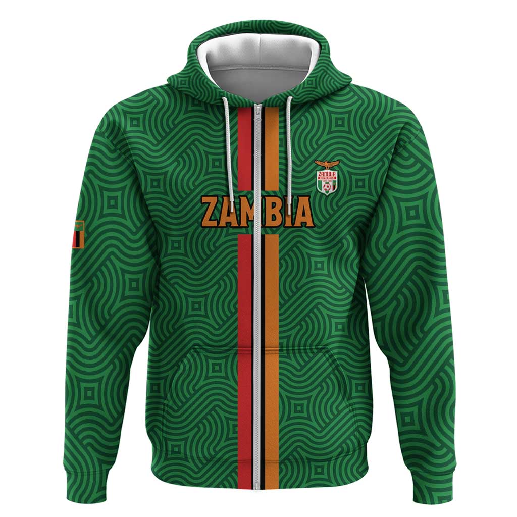 Custom Zambia Football Zip Hoodie Go Chipolopolo