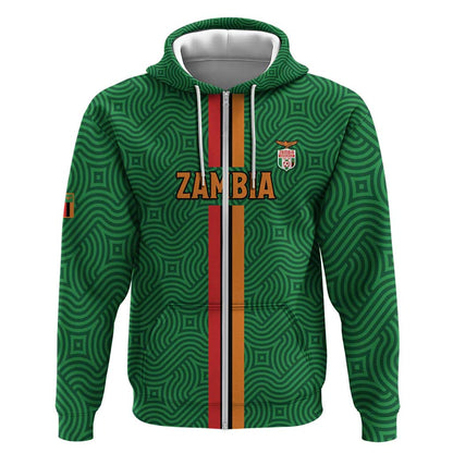 Custom Zambia Football Zip Hoodie Go Chipolopolo