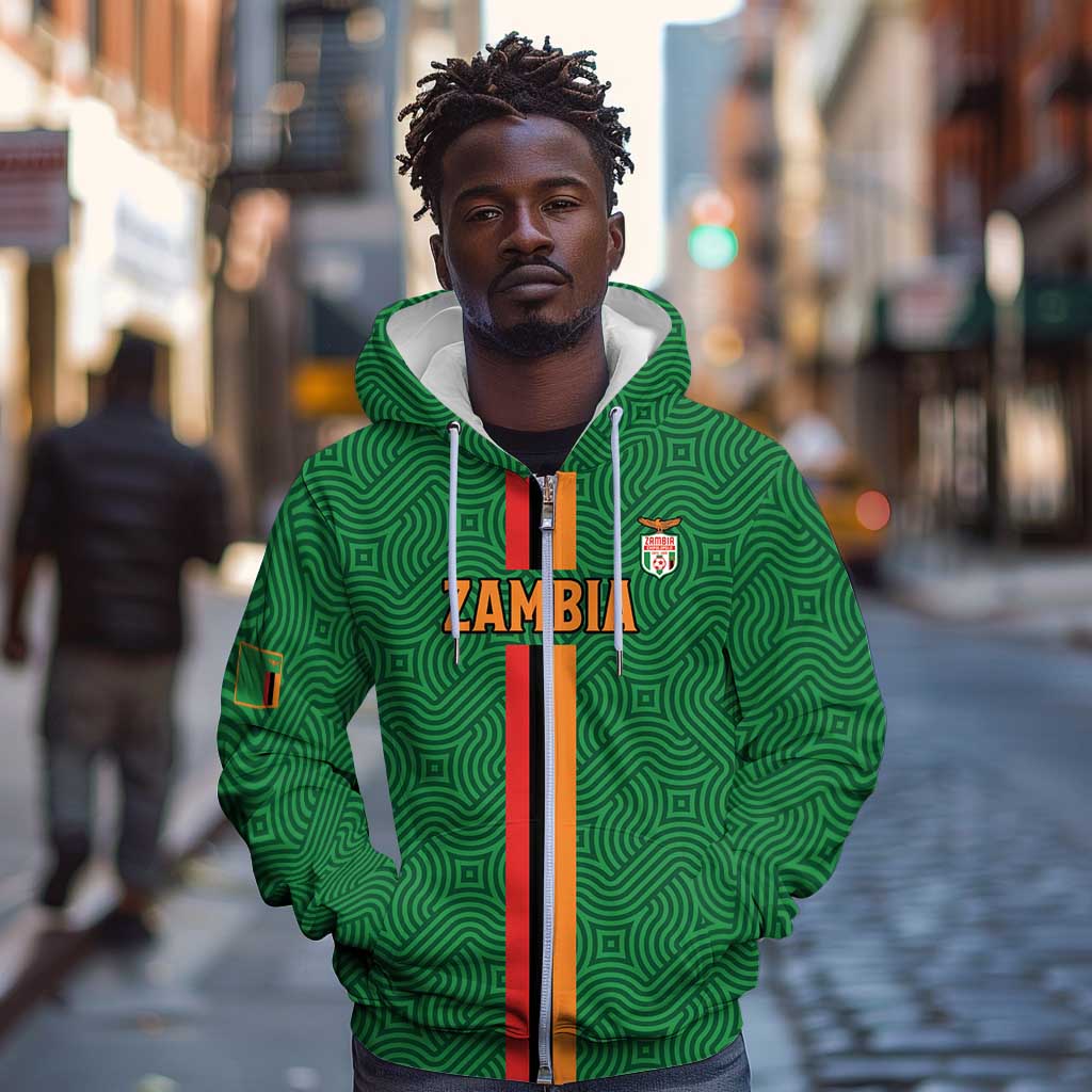 Custom Zambia Football Zip Hoodie Go Chipolopolo