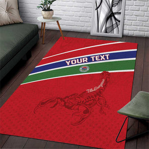 Custom Gambia Football Area Rug Scorpions Never Die