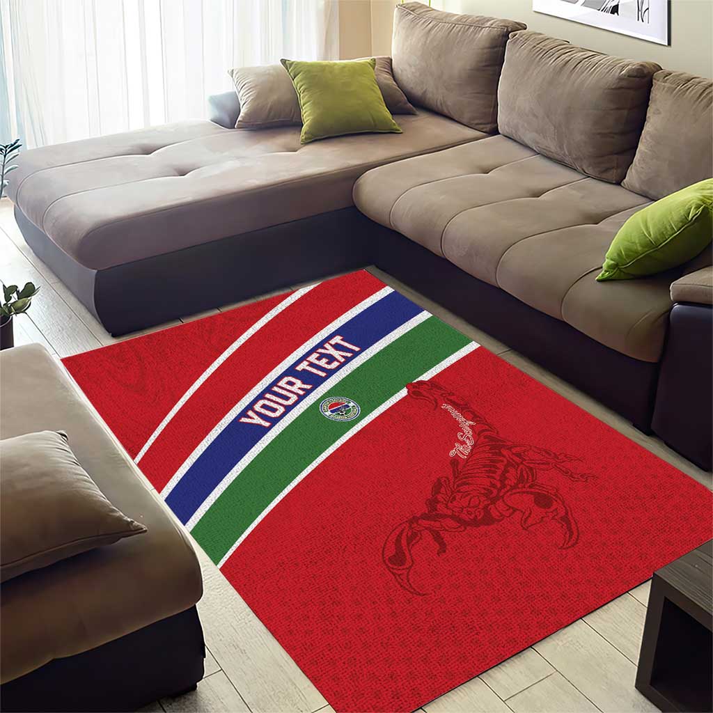 Custom Gambia Football Area Rug Scorpions Never Die