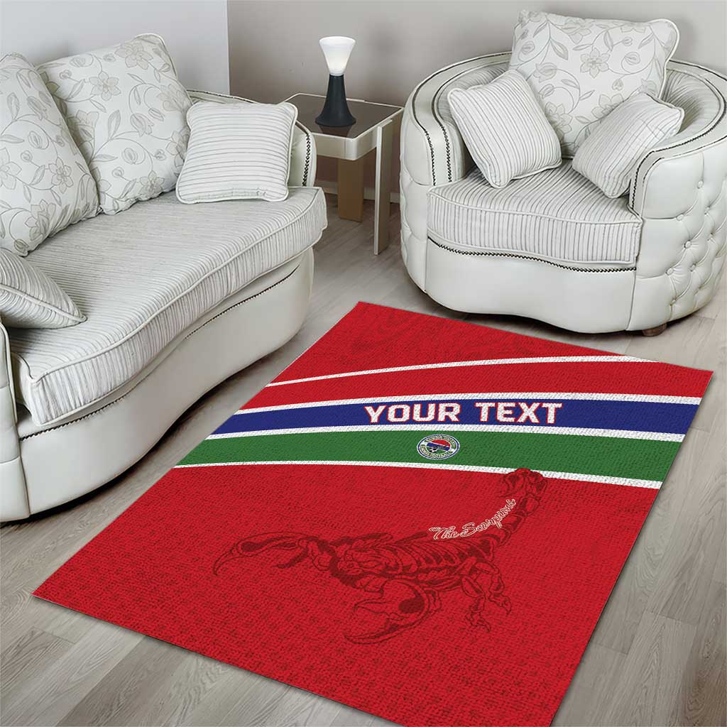 Custom Gambia Football Area Rug Scorpions Never Die