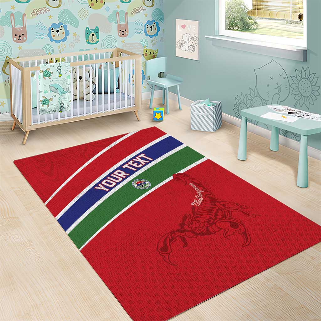 Custom Gambia Football Area Rug Scorpions Never Die
