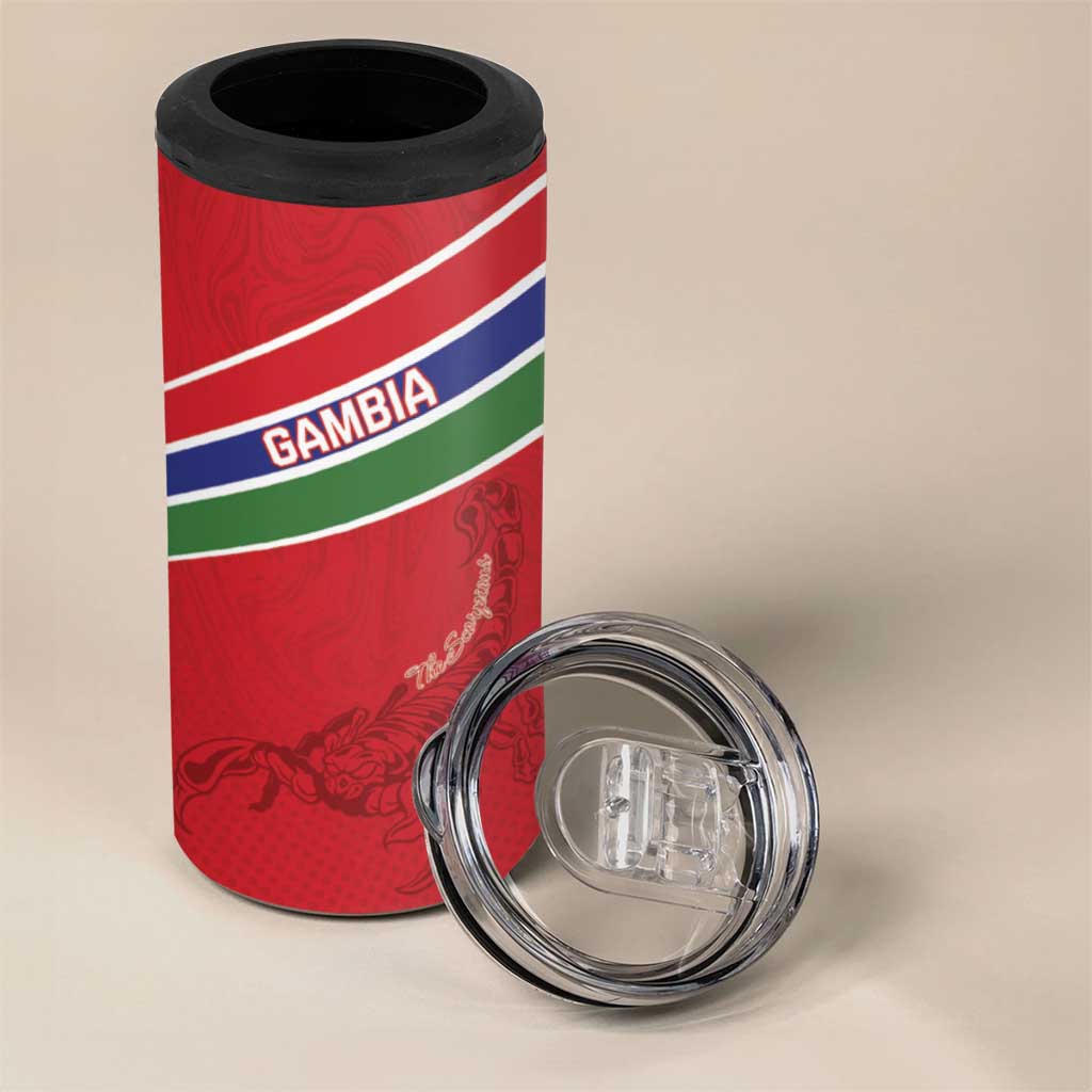 Custom Gambia Football 4 in 1 Can Cooler Tumbler Scorpions Never Die
