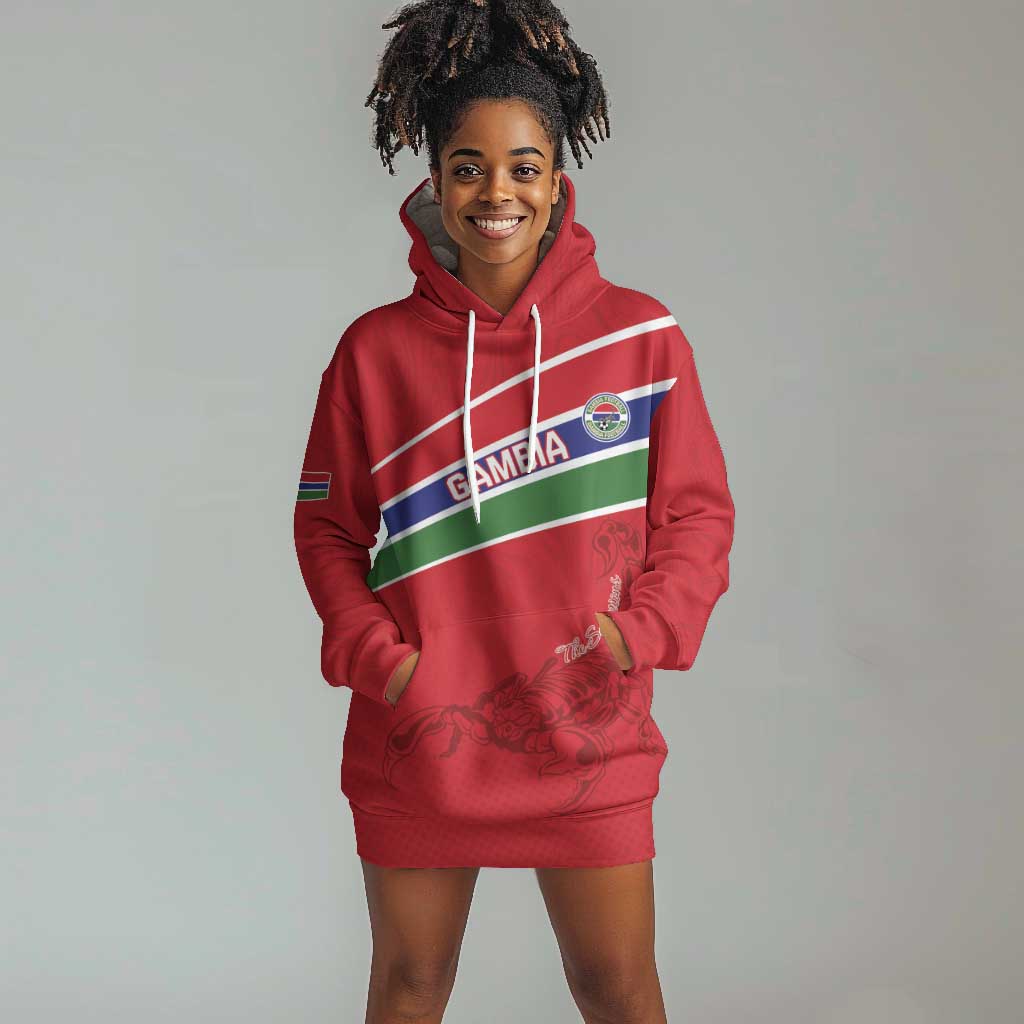 Custom Gambia Football Hoodie Dress Scorpions Never Die