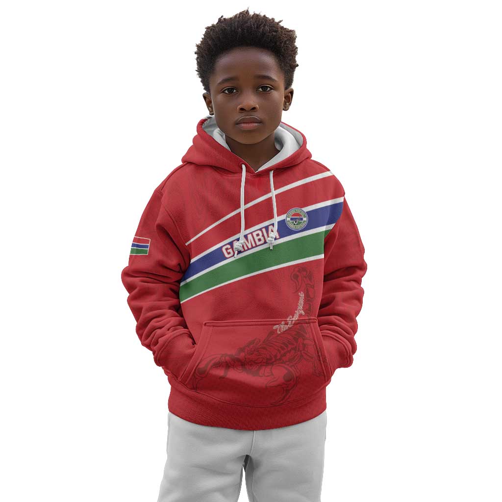 Custom Gambia Football Kid Hoodie Scorpions Never Die