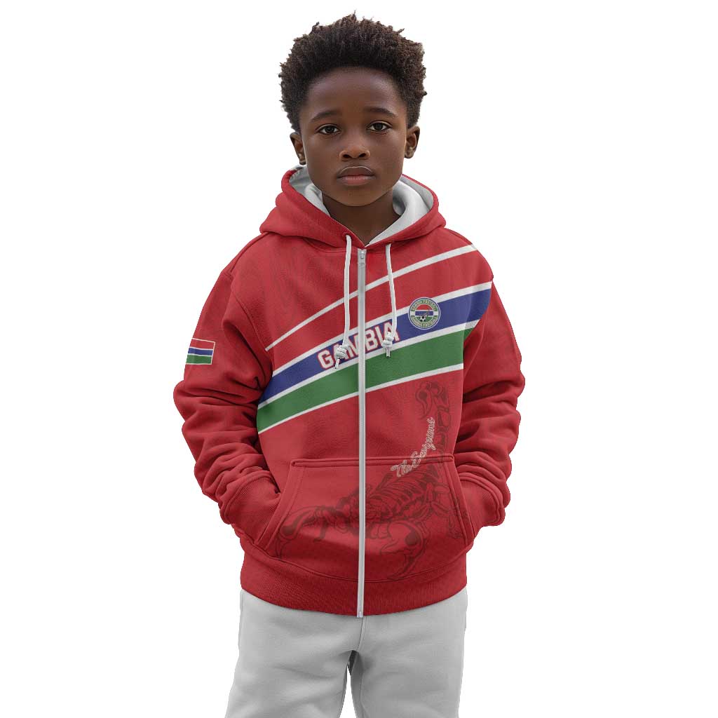Custom Gambia Football Kid Hoodie Scorpions Never Die