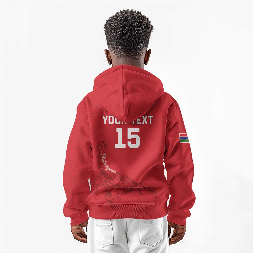 Custom Gambia Football Kid Hoodie Scorpions Never Die