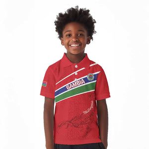 Custom Gambia Football Kid Polo Shirt Scorpions Never Die
