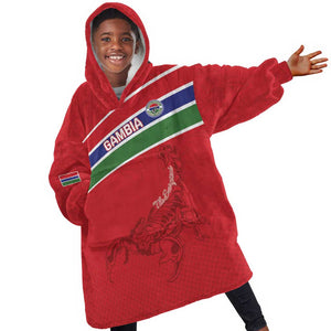 Custom Gambia Football Kid Wearable Blanket Hoodie Scorpions Never Die