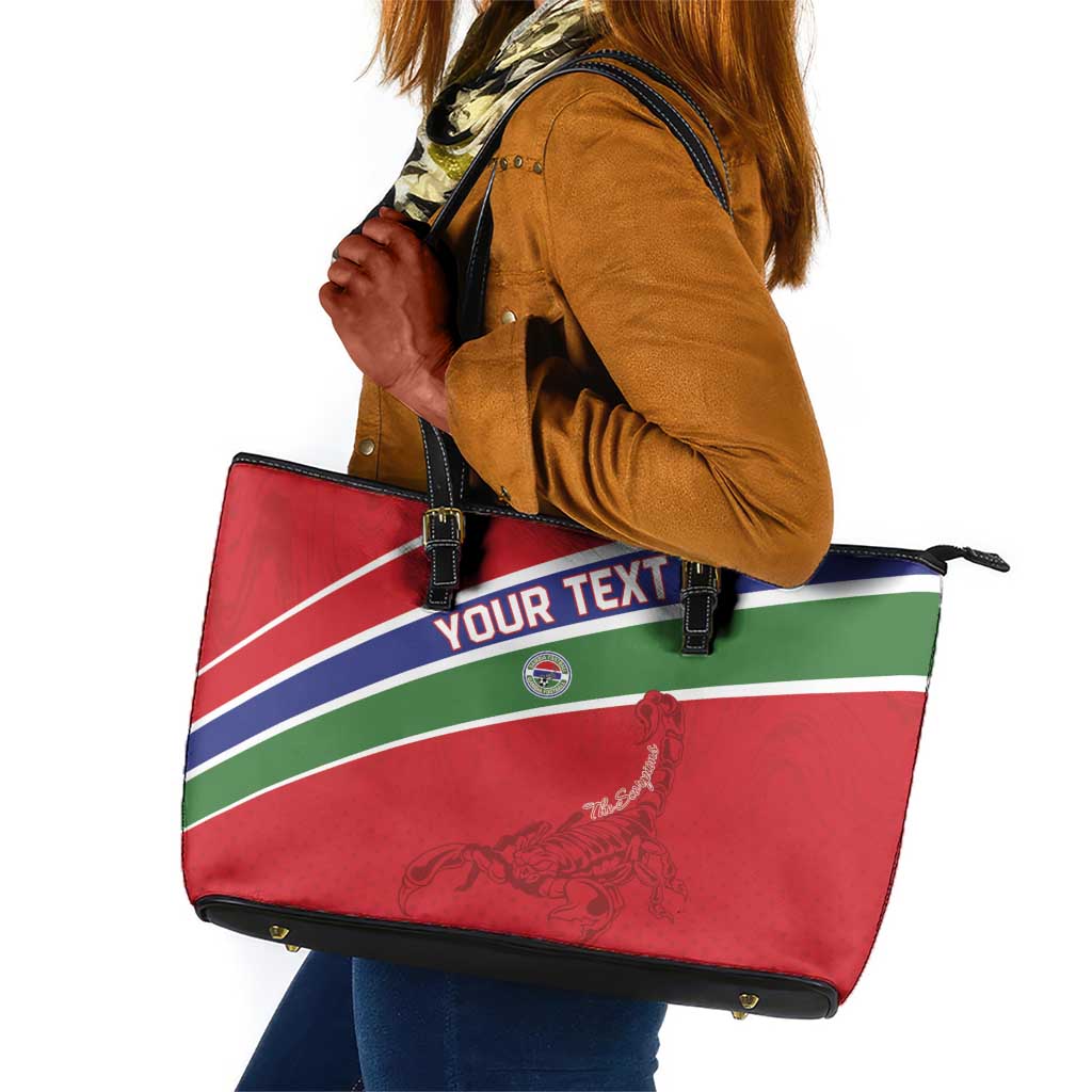 Custom Gambia Football Leather Tote Bag Scorpions Never Die