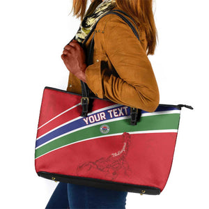 Custom Gambia Football Leather Tote Bag Scorpions Never Die