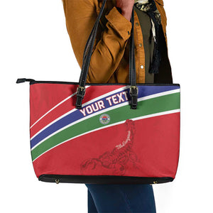 Custom Gambia Football Leather Tote Bag Scorpions Never Die