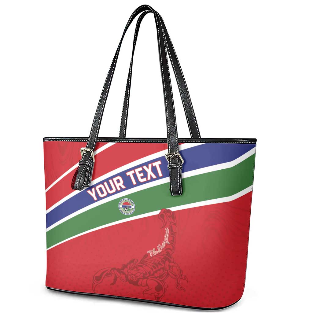 Custom Gambia Football Leather Tote Bag Scorpions Never Die