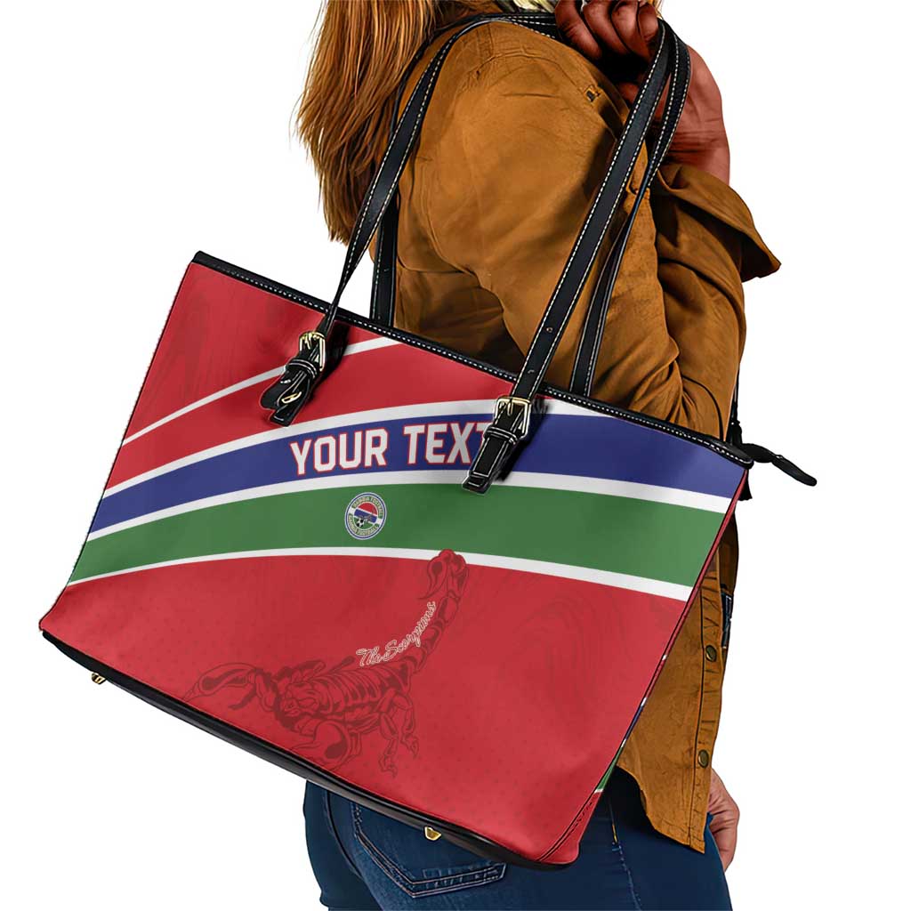 Custom Gambia Football Leather Tote Bag Scorpions Never Die