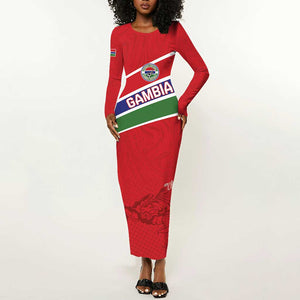 Custom Gambia Football Long Sleeve Bodycon Dress Scorpions Never Die LT15